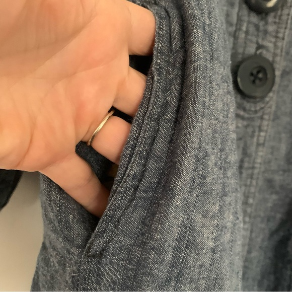 Free People Jacket Womens s Linen cotton Denim Chambray jean Oversized Balloon - Picture 4 of 9